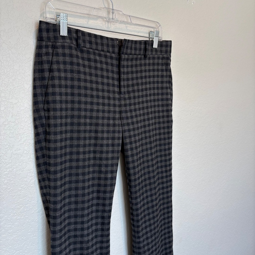 Banana Republic Ryan Pants 4 Grey Black Gingham Check Plaid Slim Straight Leg